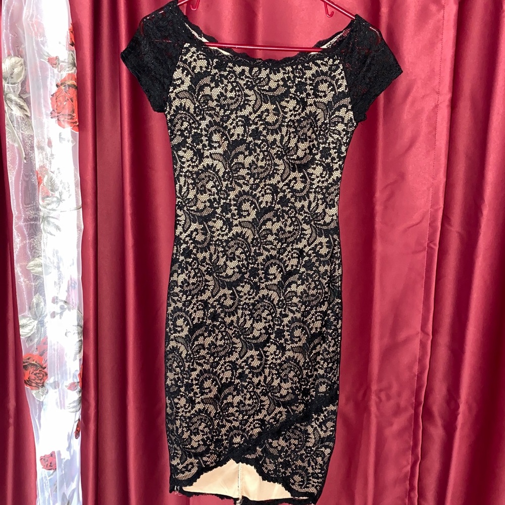 bisou bisou michele bohbot black lace dress